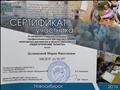 Сертификат участника  
III городского открытого конкурса профессионального мастерства и новаторских достижений в области образования "Педагогические таланты".  
Новосибирск 2019
